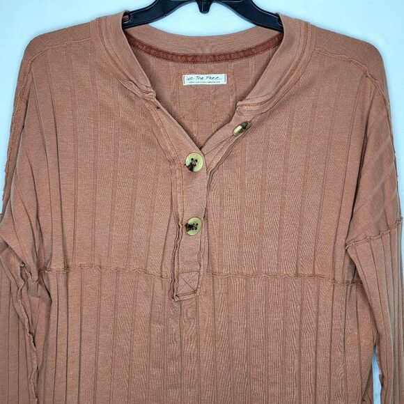 Free People In The Mix Henley Ribbed Long Sleeve Shirt Size Large - Picture 5 of 10